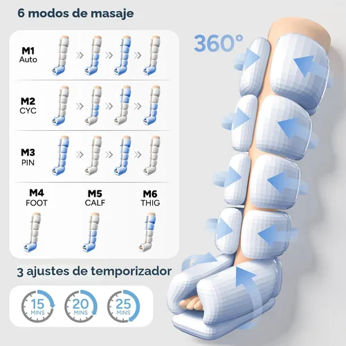 Miniatura 7 de Sistema de recuperación de compresión de aire secuencial: botas profesionales de compresión de piernas completas para circulación y recuperación
