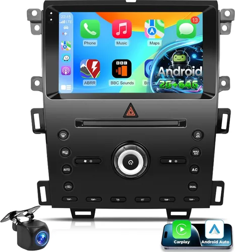 Radio de coche para Ford Edge 2011-2015, [2+64] Estéreo de pantalla táctil Android de 9 pulgadas con Carplay/Android Auto, navegación GPS, WiFi,
