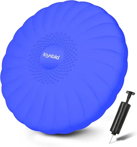 Miniatura 8 de kisnbld Cojín Tambaleante, Asiento Wiggle Extra Grueso para Niños Sensoriales, Disco de Equilibrio Antideslizante con Bomba de Inflado para Fuerza
