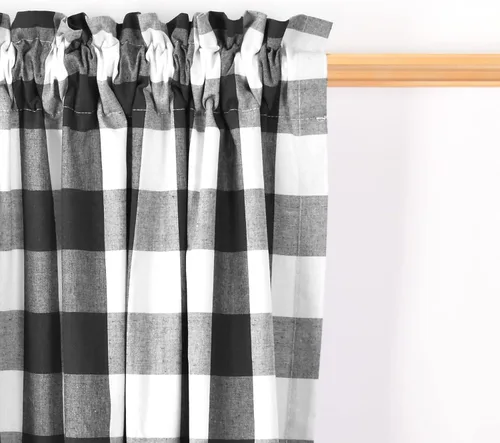 Miniatura 3 de 4 cenefas de cuadros de búfalo para ventanas de sala de estar, 16 pulgadas de largo, diseño clásico a cuadros a cuadros para dormitorio, baño