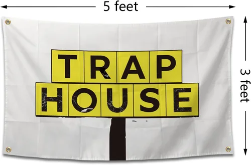 Miniatura 2 de Bandera de Trap House Graciosa Póster Duradera Bandera de Pared de Cueva de Hombre con Ojales de Latón de 3 x 5 Pies para Decoración de Dormitorio
