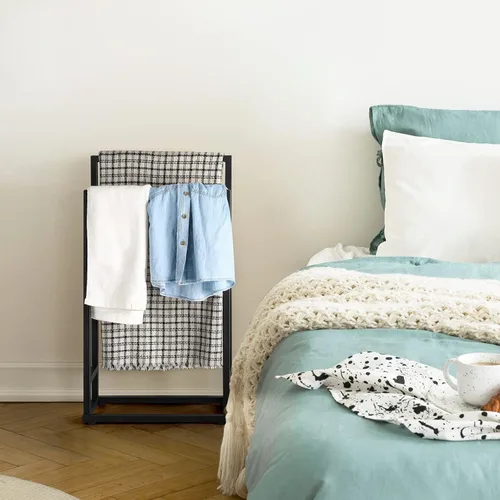 Miniatura 3 de Toalleros independientes de 2 niveles para toallas pequeños para baño, color negro mate, de acero inoxidable, toallero industrial para toallas