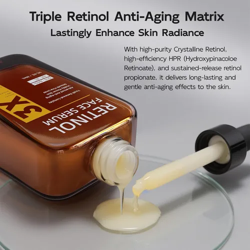Miniatura 3 de Suero de retinol para cara y cuello, antienvejecimiento B5 suero facial rejuvenecedor con niacinamida + colágeno + ácido hialurónico, suaviza