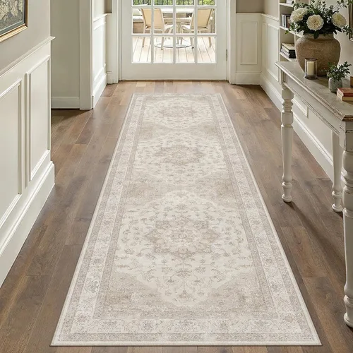 Miniatura 21 de PureCozy - Alfombra de área beige de 8 x 10, lavable, vintage, alfombra para sala de estar, dormitorio, gran alfombra suave retro de pelo bajo