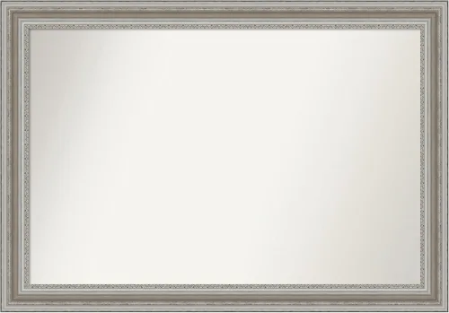 Miniatura 198 de Amanti Art Espejo de baño plateado para sobre el fregadero, 26 x 26 pulgadas, espejo cuadrado de plata antigua, marco de madera tradicional mediano