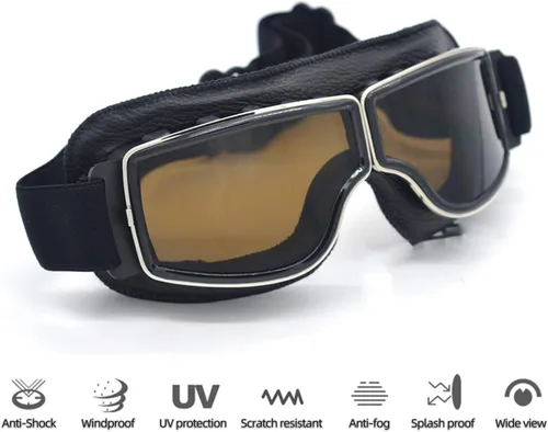 Miniatura 2 de Gafas de Motocicleta Vintage Antiarañazos Gafas de Scooter Esquí para Hombres Mujeres Adultos