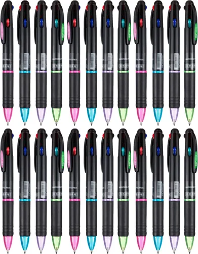 JOVITEC Paquete de 24 bolígrafos multicolor de 0.028 in, 4 colores, 4 en 1, tinta de gel multicolor, bolígrafos retráctiles, regalos para oficina,