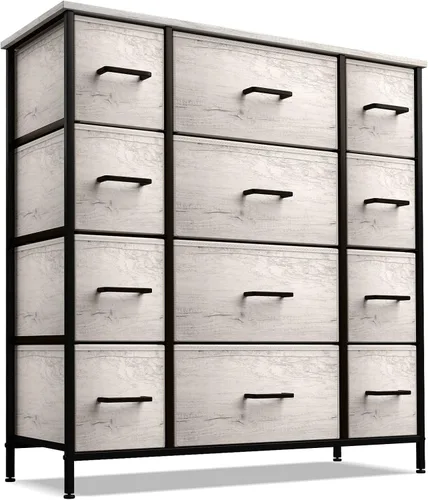 Miniatura 11 de Sorbus Cómoda con 6 cajones de tela, mueble de dormitorio, mueble de almacenamiento, torre para dormitorio, pasillo, armario, organización de Negro