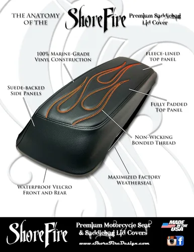 Miniatura 5 de 1993-2013 Premium Flame Saddlebag Tapas Tapas para Harley Davidson Negro
