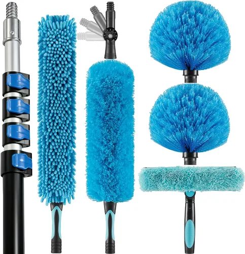 Miniatura 11 de Plumero para Ventiladores de Techo de 20 Pies de Altura con Poste de Extensión de 5-12 Pies, Kit Extensible Reutilizable para Limpiar Telarañas