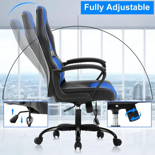 Miniatura 7 de Silla de juegos de PC, silla de oficina de masaje, silla de carreras, silla de escritorio ergonómica con soporte lumbar, silla ejecutiva ajustable