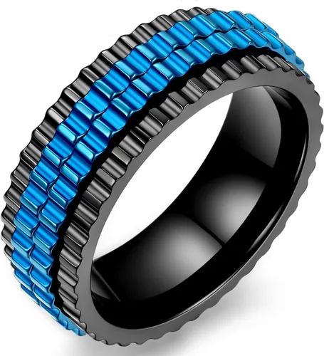 Miniatura 10 de Anillo giratorio giratorio de acero inoxidable 316L de 0.316 pulgadas para hombres y mujeres, cadena para aliviar la ansiedad, llave griega, runas