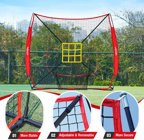 Miniatura 7 de Zupapa Juego de camisetas de béisbol y softbol de 7 x 7 pies con zona de ataque, red de práctica de béisbol para lanzar, bateo, captura para todos