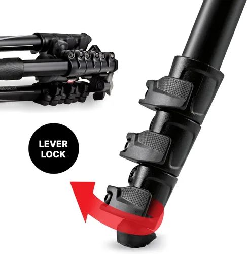 Miniatura 5 de Viitech Imaging Manfrotto Trípode, Befree Advanced Aluminum, kit de trípode con bloqueo de palanca de cabeza libre de 4 niveles, negro, MKBFRLA4BK-BH