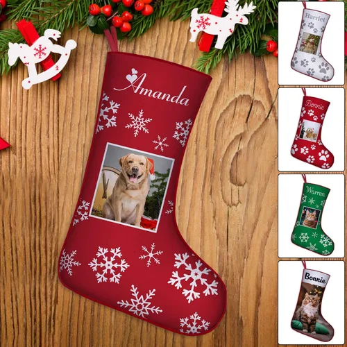 Miniatura 19 de Medias de Navidad de raza de perro personalizadas con texto de nombre, regalos de decoración de calcetines de Navidad personalizados para perros