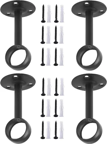 Miniatura 9 de Soporte de techo para barra de cortina (2 piezas, negro)