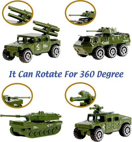 Miniatura 3 de Vehículos militares fundidos a presión, paquete de 6 modelos de vehículos militares de aleación variada, juguetes de automóvil, mini tanque