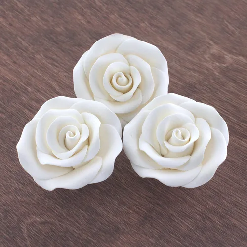 Miniatura 3 de Global Sugar Art Flores de pastel de azúcar de alta calidad, color blanco sin alambre, grande, 12 unidades por Chef Alan Tetreault