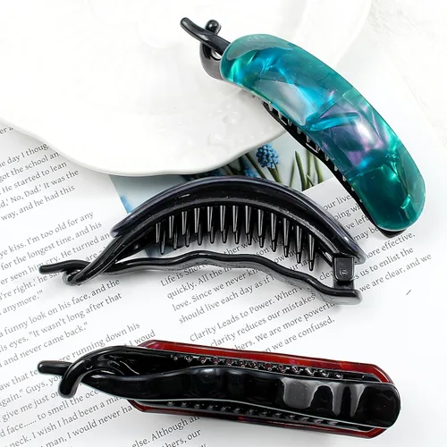 Miniatura 6 de Mistofu Pinza de plátano para mujer, 4 piezas, pinza curvada francesa, antideslizante, agarre fuerte, agarre cómodo, pasadores para cabello grueso