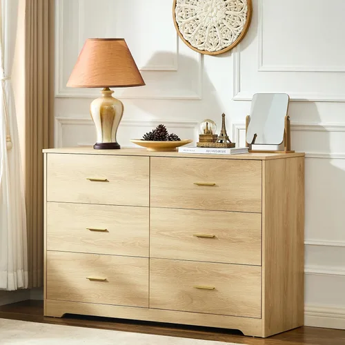 Miniatura 15 de LIDYUK Cómoda negra para dormitorio, cómoda de 6 cajones y cómodas, cómoda de madera moderna, cómoda de 48 pulgadas de ancho para dormitorio