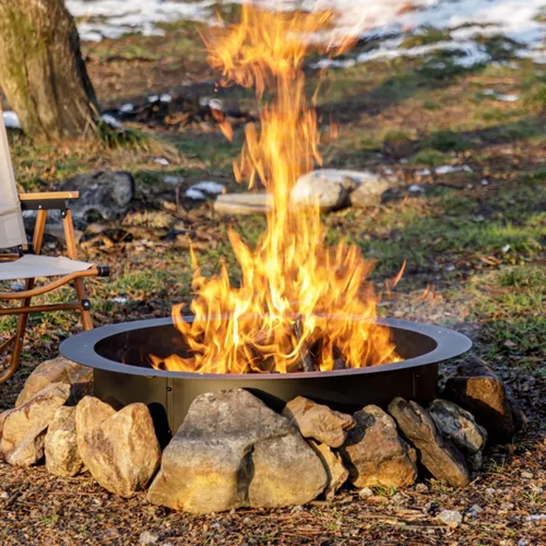 Miniatura 2 de OutVue Anillo para hoguera de 36 pulgadas, anillo para fogata para campamento, hoguera de leña para exteriores, patio, jardín, chimenea al aire libre