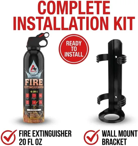 Miniatura 3 de A+ Safety Extintor portátil Extintor pequeño 6 en 1 para el hogar, garaje, cocina, automóvil Para incendios eléctricos, textiles y de grasa No