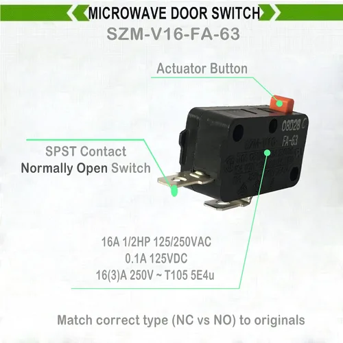 Miniatura 3 de LONYE 3B73362F SZM-V16-FA-63 Interruptor de puerta de microondas apto para horno microondas LG GE Samsung WB24X10047 SZM-V16-FD-63 PS3522738