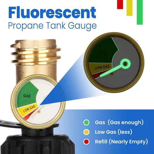 Miniatura 2 de Indicador de nivel de tanque de propano para tanques de 20 libras, medidor de presión de propano con detector de fugas para parrilla de gas BBQ, RV