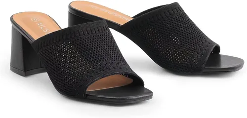 Miniatura 2 de MUSSHOE Sandalias bajas de tacón grueso sandalias de mujer transpirables con punta cuadrada