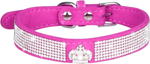 Miniatura 24 de Lindo collar para perro con diamantes de imitación brillantes, elegante collar de cristal diamante con purpurina bonita joya suave collares