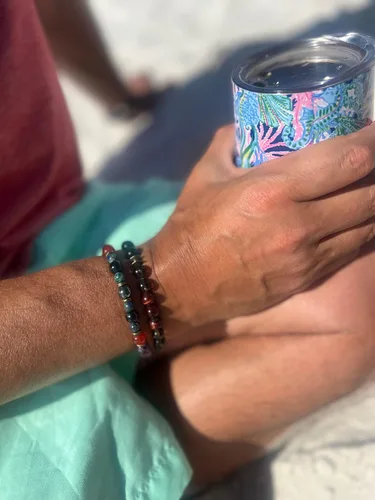 Miniatura 6 de Pulsera unisex para hombre y bienestar con piedras preciosas para energía positiva/fuerza/valor/con cristales naturales ónix negro, cuarzo ahumado
