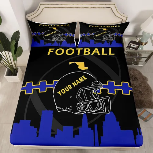 Miniatura 25 de Erosebridal Juego de sábanas bajeras personalizadas de fútbol americano para niños y niñas, juego de cama de jugadores de fútbol, juego de ropa