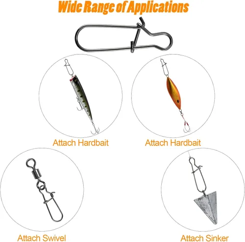 Miniatura 5 de Dr.Fish - Cerradura de doble cerradura para pesca con gancho para agua dulce y agua salada, de acero inoxidable sólido, cambio rápido