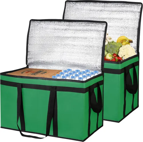 Miniatura 8 de Bodaon Paquete de 2 bolsas grandes aisladas para entrega de alimentos, XXXL para compras de comestibles/catering/pizza, bolsa de entrega de viaje