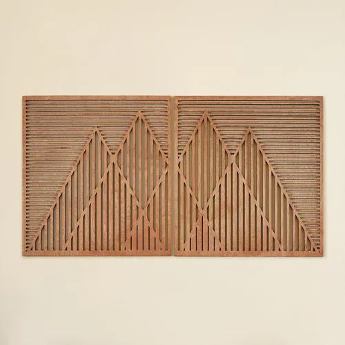 NEODECO Decoración de pared de madera Mountain Range para sala de estar y dormitorio, paisaje minimalista abstracto para el hogar, panel de pared de