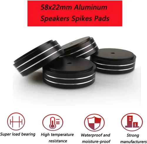 Miniatura 4 de Tertullus 4 pies de altavoz, picos de altavoz de 2.283 x 0.866 in, pies de aislamiento de alta fidelidad, soportes de aluminio, almohadillas de Negro