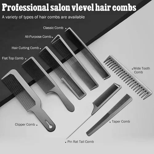 Miniatura 2 de SALON SILK Peine de pelo para hombres y mujeres, set de 8 peines profesionales para cabello mojado, rizado, natural, desenredante, para separar