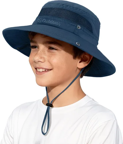 Miniatura 15 de Sombrero de sol para niños con protección solar UPF 50+, sombrero de pescador para niños y niñas, ala ancha, verano, playa, pesca, safari, sombrero