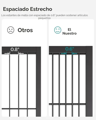 Miniatura 6 de SONGMICS Estante de almacenamiento de metal de 3 niveles con ruedas, estantería de malla con marcos laterales en X, 23.6 pulgadas de ancho