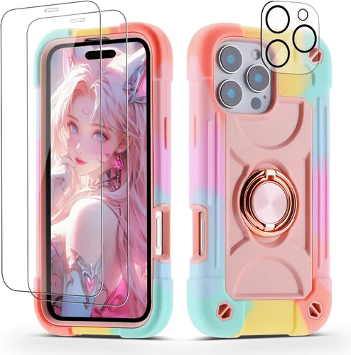 Miniatura 142 de Funda para iPhone 11 de 6.1 pulgadas con soporte de anillo, con 2 protectores de pantalla de vidrio, resistente a los golpes, resistente a