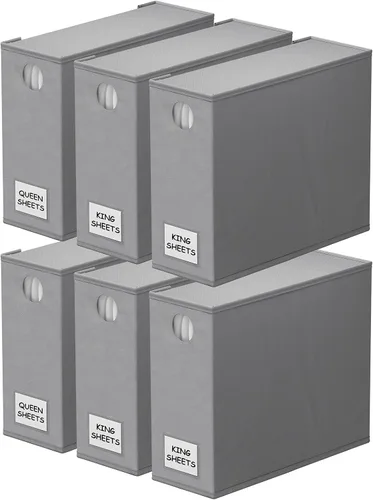 Miniatura 20 de SpaceAid Paquete de 4 organizadores de sábanas y almacenamiento, organizador de sábanas plegable para armario de lino, juego de sábanas con ventana