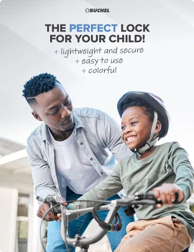 Miniatura 2 de Büchel Cable de bloqueo de bicicleta para niños, colorido y sin llave, asegura la bicicleta de tu hijo, accesorio de bicicleta fácil de usar