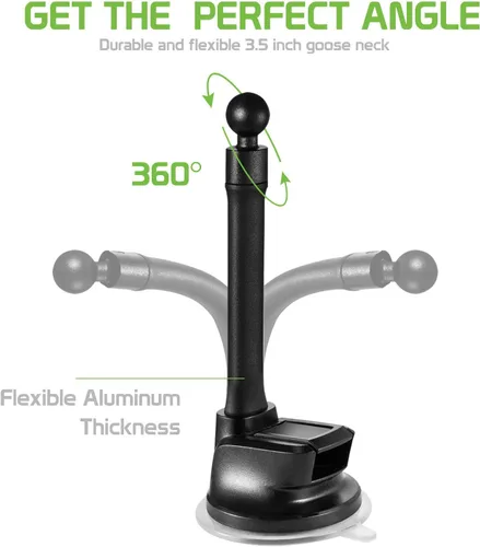 Miniatura 5 de Cellet Soporte de teléfono para parabrisas/salpicadero, cuello de cisne flexible y almohadilla de succión adhesiva reutilizable, soporte universal