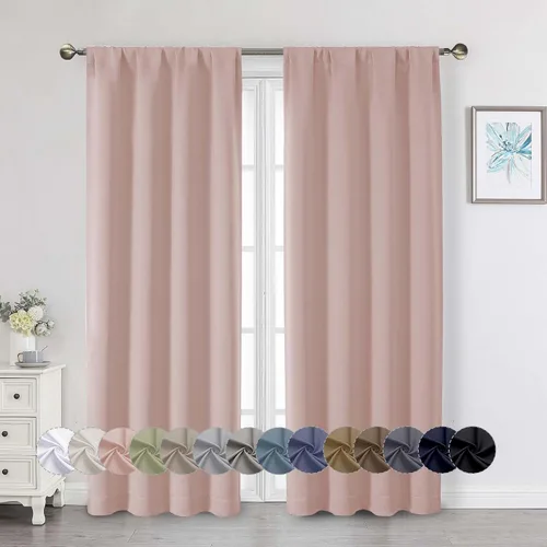 Miniatura 222 de Cortinas opacas para dormitorio, sala de estar, juego de 2 paneles de 54 pulgadas de largo, cortinas de oscurecimiento de habitación con aislamiento