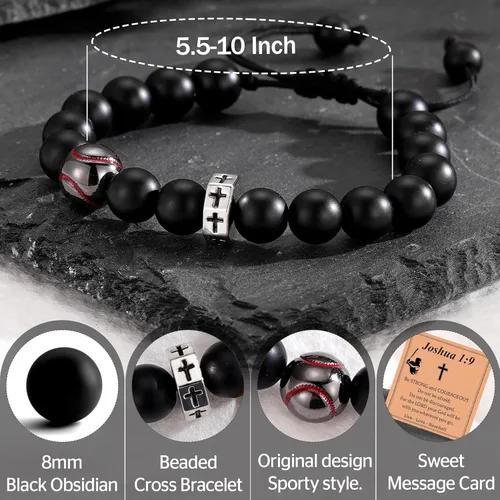 Miniatura 5 de Pulsera de béisbol, baloncesto, fútbol, fútbol y fútbol, para niños, pulsera de cuentas cruzadas, regalos para hijo, nieto, jugadores, fanáticos