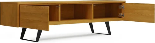 Miniatura 3 de SIMPLIHOME Lowry Soporte de TV – Consola de madera maciza de mango de 72 pulgadas de ancho en roble, moderno centro de entretenimiento industrial