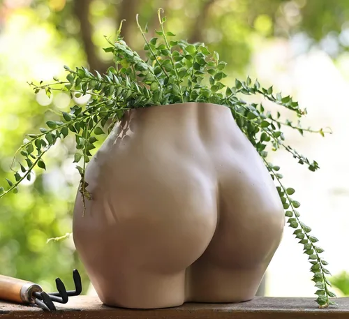 Miniatura 8 de FROZZUR - Maceta con forma de cuerpo femenino, jarrón con trasero, maceta de flores femenina, maceta moderna de resina estilo bohemio, color blanco