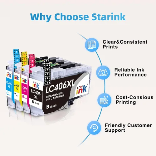 Miniatura 6 de Starink LC406XL - Cartuchos de tinta de repuesto para Brother LC406XL LC406 XL LC406 compatible con impresora MFC-J4335DW MFC-J4535DW MFC-J5855DW