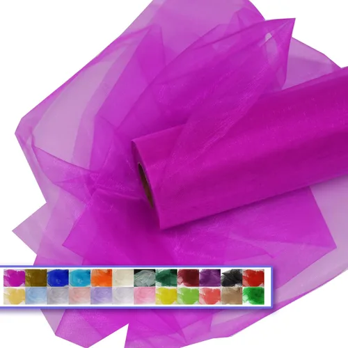 Miniatura 11 de Rollos de tela de tul de organza, organza cristal de 12" por 50 yardas (150 pies), carrete de malla de nailon transparente sedoso y brillante