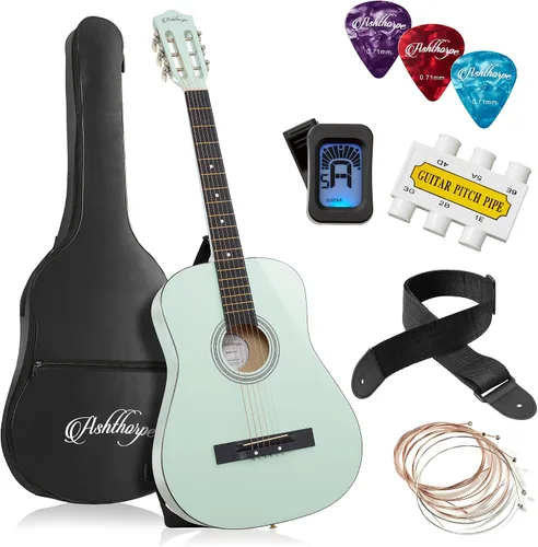 Miniatura 12 de Ashthorpe - Paquete de guitarra acústica para principiantes de 30 pulgadas (negro), kit básico de iniciación con funda, cuerdas, correa, afinador